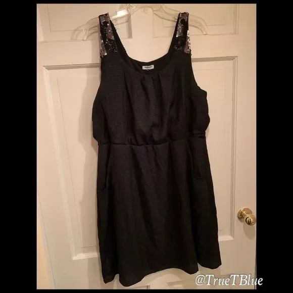 old navy black sequin dress Old Flame Sequin Dress- Black